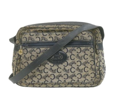 CELINE Horse Carriage C Macadam Canvas Shoulder Bag Navy Blue fm272 Cheap