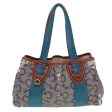 CELINE C saluki Hand Bag Coated Canvas Gray Brown blue 80171 For Cheap