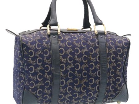 CELINE C Macadam Canvas Hand Bag Navy im257 on Sale