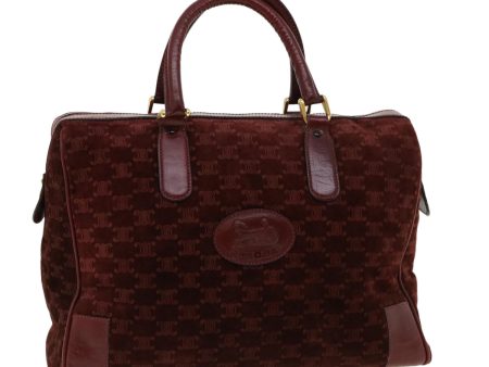 CELINE Macadam Canvas Boston Bag PVC Leather Red ac1583 For Cheap