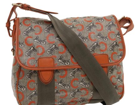 CELINE C Macadam Canvas Shoulder Bag Coated Canvas Orange 29764 For Discount