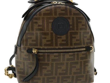 FENDI Zucca Canvas Backpack Coated Canvas Brown Black 8BZ038  32630A Online