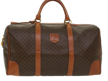 CELINE Macadam Canvas Boston Bag PVC Leather Brown 48316 Supply