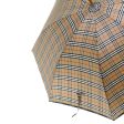 BURBERRY Nova Check Umbrella Nylon Wood Brown Black RedNew yk7568B For Sale