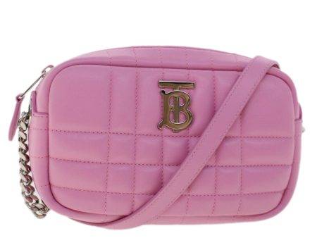 BURBERRY LOLA Quilted Chain Camera Shoulder Bag Leather PinkNew yk7876 For Sale