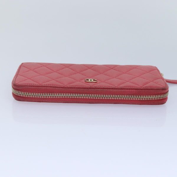 CHANEL Matelasse Long Wallet Caviar Skin Pink Gold CC  yk15041 on Sale