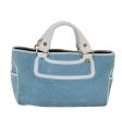 CELINE C Macadam Canvas Hand Bag Suede Light Blue White 80260 Online now