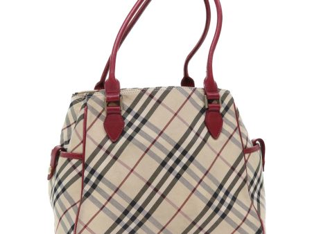 BURBERRY Nova Check Blue Label Hand Bag Nylon Leather Beige RedNew 50435 Fashion