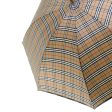 BURBERRY Nova Check Umbrella Nylon Wood Brown Black RedNew yk7568B For Sale