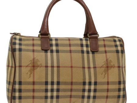 BURBERRY Nova Check Boston Bag PVC Leather BeigeNew yk8002B For Sale