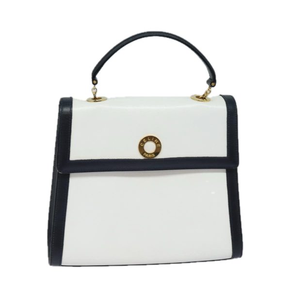 CELINE Hand Bag Leather White 80057 Discount