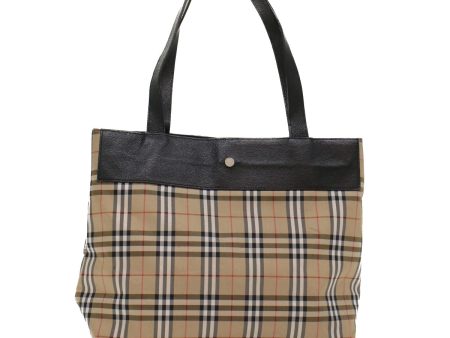 BURBERRY Nova Check Tote Bag Nylon Beige BrownNew 48178 Sale