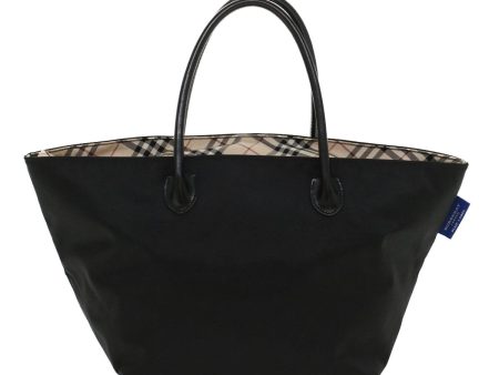 BURBERRY Nova Check Blue Label Tote Bag Nylon BlackNew bs6673 For Sale