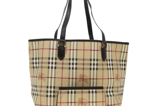 BURBERRY Nova Check Tote Bag PVC Leather BeigeNew 39657 For Sale