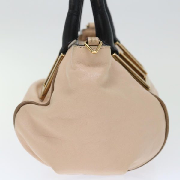 Chloe Etel Hand Bag Leather 2way Beige Black  71071 Online Sale