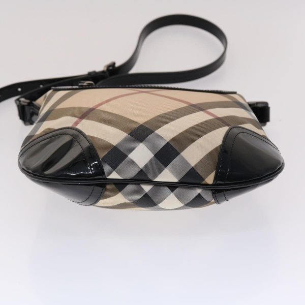 BURBERRY Nova Check Shoulder Bag PVC Leather Beige BlackNew yk7880 Fashion