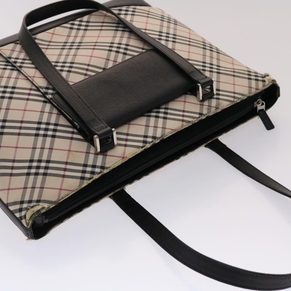 BURBERRY Nova Check Shoulder Bag Canvas Beige BlackNew ti1162 For Discount