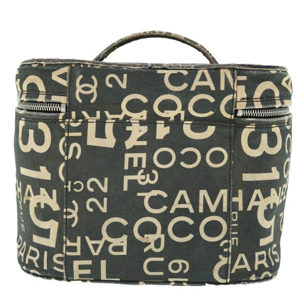 CHANEL Bycy Vanity Cosmetic Pouch Canvas Black CC  bs11565 Hot on Sale