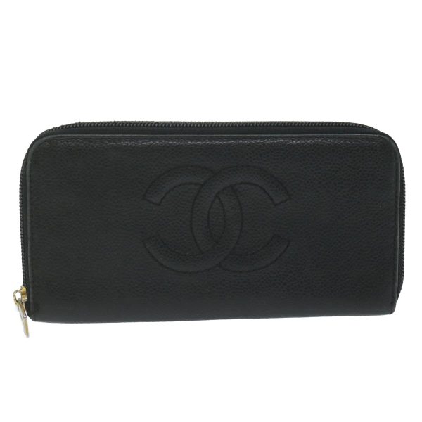 CHANEL Long Wallet Caviar Skin Black CC  bs11198 Discount