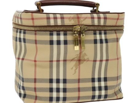 BURBERRY Nova Check Vanity Cosmetic Pouch PVC Leather BeigeNew am4898 Cheap