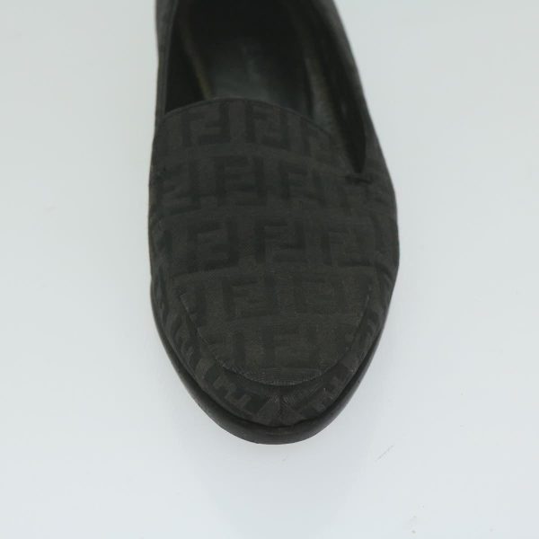 FENDI Zucchino Canvas loafers shoes Black  ac2503 Online now