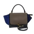 CELINE Hand Bag Leather Suede Brown Black blue 80877 For Discount