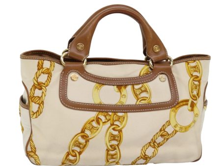 CELINE Boogie bag Hand Bag Canvas Leather Beige Yellow yk12809 Discount