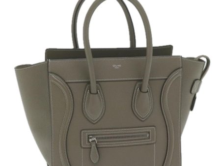 CELINE Luggage Micro Shopper Tote Bag Leather Gray 62915A Cheap