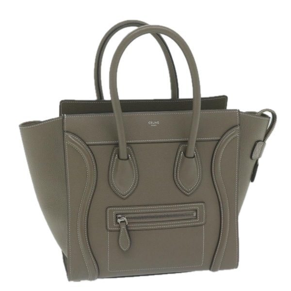 CELINE Luggage Micro Shopper Tote Bag Leather Gray 62915A Cheap