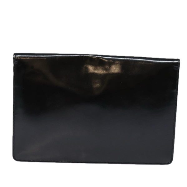 CELINE Clutch Bag Enamel Black 79686 For Cheap