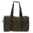 FENDI Zucca Canvas Boston Bag Nylon Brown Black  rd5456 Fashion