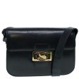 CELINE Horse Carriage Shoulder Bag Leather Black Gold 91297 Fashion