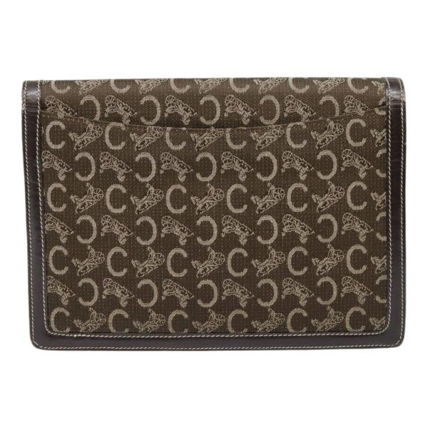 CELINE C Macadam Canvas Clutch Bag Brown 90256 Supply