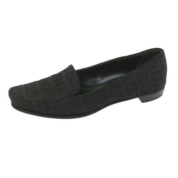 FENDI Zucchino Canvas loafers shoes Black  ac2503 Online now