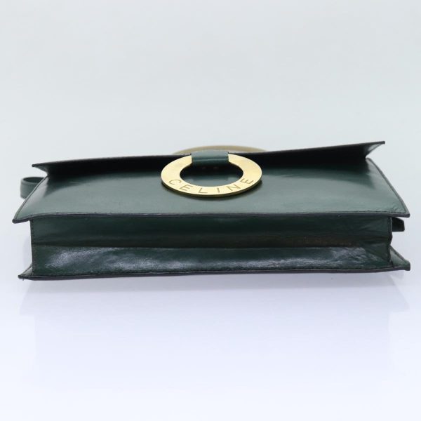 CELINE Clutch Bag Leather 2way Green 84214 Fashion