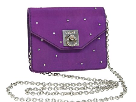 CELINE Chain Pouch Satin Purple 64134 Fashion