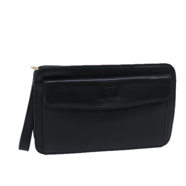 CELINE Clutch Bag Leather Black bs13276 Discount