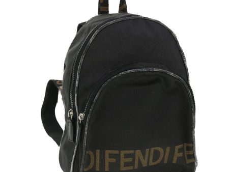 FENDI Backpack Nylon Black Brown  yb325 For Sale