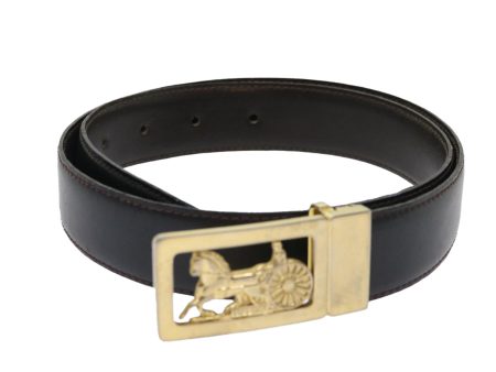 CELINE Horse Carriage Belt Leather 28  -32.3   Black ar9780 For Discount