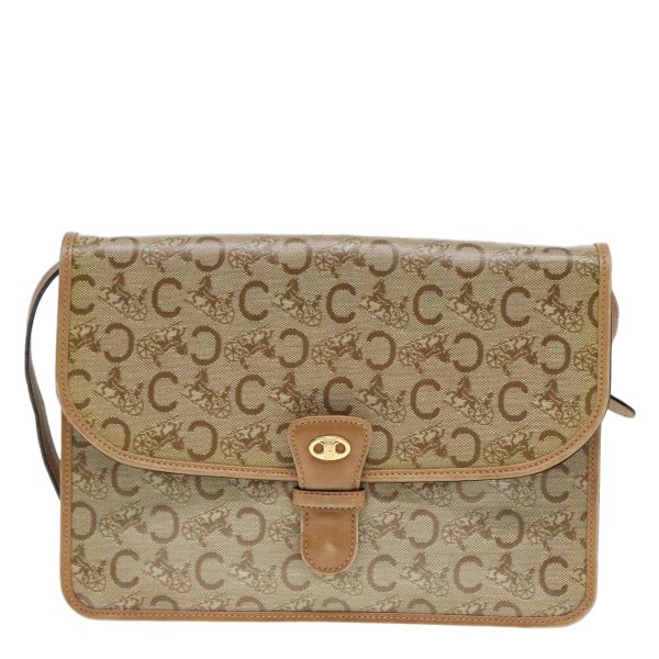 CELINE C Sulky Shoulder Bag PVC Beige Gold 90553 Online now