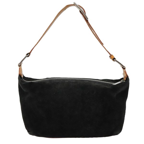 CELINE C Macadam Canvas Shoulder Bag Suede Black 87228 Discount