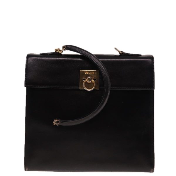 CELINE Hand Bag Leather Black yk12969 Online