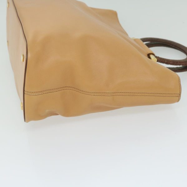 CELINE Hand Bag Leather 2way Beige Brown 63990 Hot on Sale