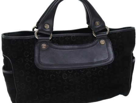 CELINE C Macadam Canvas Hand Bag Suede Black 74639 Cheap