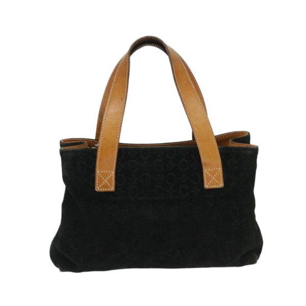 CELINE C Macadam Canvas Hand Bag Suede Black Brown 69140 For Sale