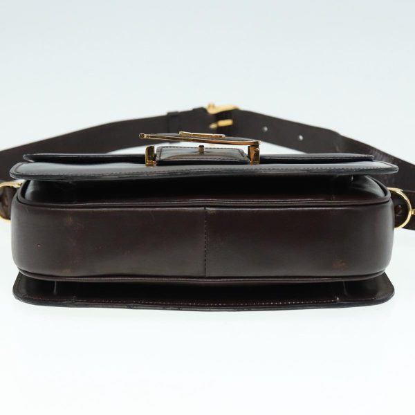 CELINE Horse Carriage Shoulder Bag Leather Black Gold ki4823 Supply