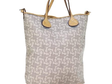 CELINE Horse Carriage Macadam Canvas Tote Bag PVC Leather 2way Gray 73244 Online Hot Sale