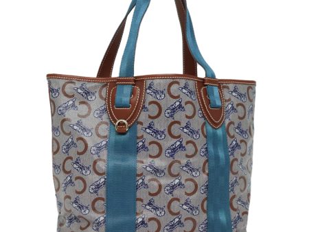 CELINE C Macadam Canvas Tote Bag Gray Light Blue 78832 For Sale