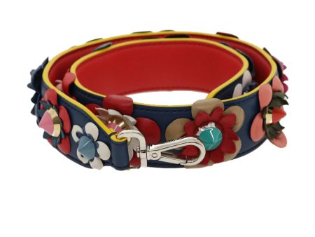 FENDI Strap You Flower Shoulder Strap Leather Multicolor Navy 8AV077 am2736g For Discount