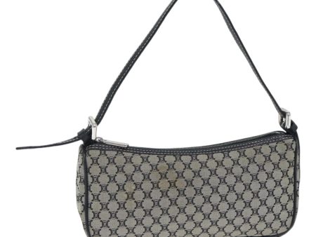 CELINE Macadam Canvas Accessory Pouch Leather Black Silver yk14799 For Sale